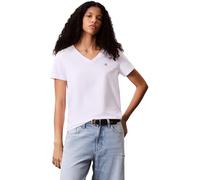 Calvin Klein Damen T-Shirt Kurzarm Archive Jersey Tee mit V-Ausschnitt, Weiß (Brilliant White), XXS