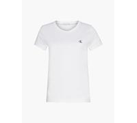 Calvin Klein Damen T-Shirt Kurzarm Ck Embroidery Rundhalsausschnitt, Weiß (Bright White), S