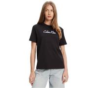 Calvin Klein Damen T-Shirt Kurzarm Classic Logo Tee aus Baumwolle, Schwarz (Black), S