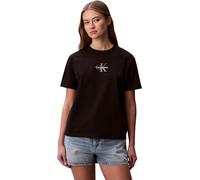 Kurzarmshirt CALVIN KLEIN JEANS "SS 20s CLASSIC LOGO TEE", Damen, Gr. S (38), schwarz, Single Jersey, Obermaterial: 100% Baumwolle, unifarben, regular fit normal, Rundhals, eingesetzt abgesteppte Kant