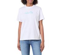 Calvin Klein Damen T-Shirt Kurzarm Classic Logo Tee aus Baumwolle, Weiß (Brilliant White), M