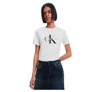 Calvin Klein Damen T-Shirt Kurzarm Core Monologo Rundhalsausschnitt, Weiß (Bright White), XS