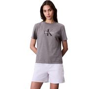 Calvin Klein Damen T-Shirt Kurzarm Hero Classic Monologo Tee mit Rundhalsausschnitt, Grau (B30 Grey Heather), S