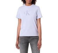 T-Shirt CALVIN KLEIN JEANS "HERO SS CLASSIC MONOLOGO CNECK T", Damen, Gr. S, cosmic sky, Jersey, Obermaterial: 100% Baumwolle, klassisch hüftlang, Rundhals, Shirts T-Shirt, Logoschriftzug (79962949-S)