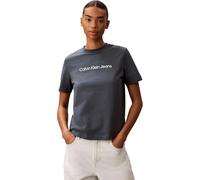 Calvin Klein Damen T-Shirt Kurzarm Logo Classic Regular Fit, Grau (Dark Slate), 2XL
