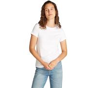 Calvin Klein Damen T-Shirt Kurzarm Logo Neckline Slim Fit, Weiß (Brilliant White), M