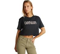 Calvin Klein Damen T-Shirt Kurzarm Varsity Boxy Tee Cropped, Schwarz (Ck Black), S