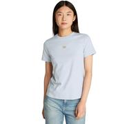 Calvin Klein Damen T-Shirt Kurzarm Woven Label Regular Tee aus Baumwolle, Blau (Niagara Mist), XS