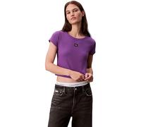Calvin Klein Damen T-Shirt Kurzarm Woven Rib Baby Tee Cropped, Violett (Smokey Shadow), S
