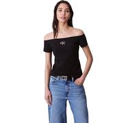 Calvin Klein Damen T-Shirts Kurzarm Off Shoulder Schulterfrei, Schwarz (Black), XXS