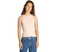 Calvin Klein Damen Tank Top Monologo Rib Skinny Fit, Beige (Brazilian Sand), S