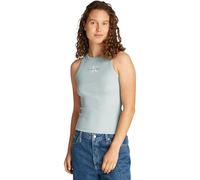 Calvin Klein Damen Tank Top Monologo Rib Skinny Fit, Türkis (Cloud Blue), S