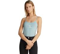 Calvin Klein Damen Tank Top Monologo Strappy Slim Fit, Türkis (Cloud Blue), XS