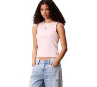 Calvin Klein Damen Tank Top Woven Label Cotton Rib mit Logo, Rosa (Cloud Pink), 2XS