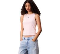 Calvin Klein Damen Tank Top Woven Label Cotton Rib mit Logo, Rosa (Cloud Pink), XXS