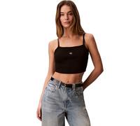 Calvin Klein Damen Tank Top Woven Label Rib Cropped, Schwarz (Black), M