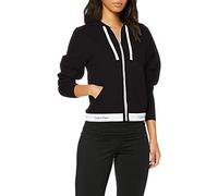 Calvin Klein Damen Top Hoodie Full Zip mit Kapuze, Reißverschluss, Black, XS