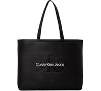 Calvin Klein Damen Tote Bag Tasche Sculpted Slim Groß mit Reißverschluss, Schwarz (Black/Neutral), Einheitsgröße