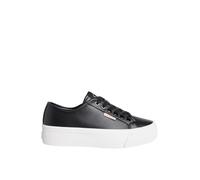 Plateausneaker CALVIN KLEIN JEANS "VULC FLATFORM LTH", Damen, Gr. 39, schwarz, Leder, unifarben, sportlich, Schuhe, Schnürschuh, Halbschuh, Freizeitsneaker in schlichter Optik (28875833-39) schwarz