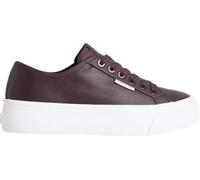 Plateausneaker CALVIN KLEIN JEANS "VULC FLATF LACE UP LTH CK", Damen, Gr. 38, bordeaux, Leder, Lederimitat, unifarben, Schuhe Plateausneaker, Schnürschuh, Halbschuh, Freizeitsneaker mit CK-Logo (37963