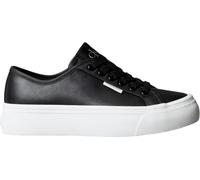 Plateausneaker CALVIN KLEIN JEANS "VULC FLATF LACE UP LTH CK", Damen, Gr. 41, schwarz-weiß (schwarz, weiß), Leder, Lederimitat, unifarben, sportlich, Schuhe, Schnürschuh, Halbschuh, Freizeitsneaker mi