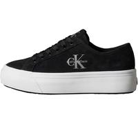 Plateausneaker CALVIN KLEIN "VULC FLATF LACEUP SUEDE", Damen, Gr. 38, schwarz, Leder, unifarben, Basic, Schuhe Plateausneaker, Freizeitschuh, Schnürschuh, Halbschuh mit seitlichem Logoschriftzug (9822