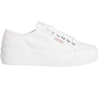 Calvin Klein Damen Vulcanized Sneaker Logo Tag mit Plateau, Weiß (Bright White), 38