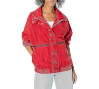 Calvin Klein Damen Water-Resistant Rain Jacket Windbreaker, Gestreiftes Logo, Purpurrot, M