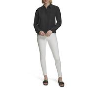 Calvin Klein Damenbluse mit Langen Ärmeln, Knopfleiste, Schwarz, X-Groß