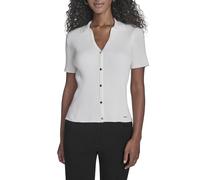 Calvin Klein Damenbluse mit V-Ausschnitt, Cream, Groß