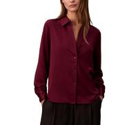 Calvin Klein Damenhemd aus Satin mit Knopfleiste, Berry Glaze, X-Klein