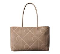 Calvin Klein Emblem AOP Embossed Suede Tote Desert Taupe