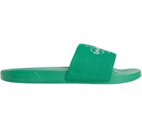 Pantolette CALVIN KLEIN JEANS "ESS SLIDE CV", Herren, Gr. 41, grün, Textil, bestickt, unifarben, Schuhe Pantolette, Badeschuh, Flat, Poolslides mit Logoschriftzug (97972642-41) grün