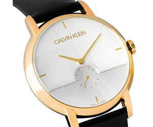Calvin Klein Established Herren-Armbanduhr K9H2X5C6 | Swiss Made | Gold Lederband schwarz | UVP 299,00 € | NEU und OVP. mit Box, Papiere, Anleitung, Garantiekarte | 2 Jahre Hersteller-Garantie