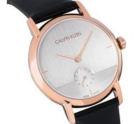 Calvin Klein Established K9H2Y6C6 | Damen-Armbanduhr | Swiss Made | Roségold Gehäuse | schwarzes Lederband | Quarzwerk | Saphirglas | NEU OVP. mit Box & Papiere | 2 Jahre Hersteller-Garantie