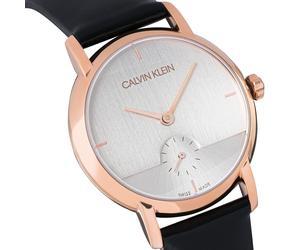 Calvin Klein Established K9H2Y6C6 | Damen-Armbanduhr | Swiss Made | Roségold Gehäuse | schwarzes Lederband | Quarzwerk | Saphirglas | NEU OVP. mit Box & Papiere | 2 Jahre Hersteller-Garantie