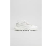 Sneaker CALVIN KLEIN JEANS "EVA RUNNER LACE UP MAT MIX", Damen, Gr. 40, weiß, silberfarben, Lederimitat, Textil, unifarben mit Farbeinsatz, Schuhe Sneaker, Halbschuh, Freizeitschuh, Schnürschuh mit le