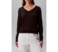 Calvin Klein Fine Gauge Viscose V-neck Top Black Größe: S | Longsleeves Outlet | Damen | Schwarz