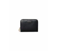 Calvin Klein Damen-Geldbörse Medium Flap Zip 6cc 11 cm Leder mit CK-Schmuck-Logo Schwarz