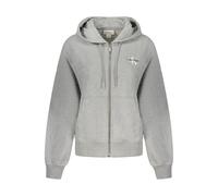 Sweatjacke CALVIN KLEIN JEANS "MNLG FRNCH TRRY FZ B", Damen, Gr. L (42), grau (heroic grau heather), Web, Obermaterial: 86% Baumwolle, 14% Polyester, meliert, regular fit kurz, Rundhals, eingesetzt Ri