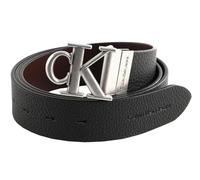 Calvin Klein Gürtel CKJ Monogram Round Reversible Leather Belt 35MM W135 Black/Bitter Brown schwarz dunkelbraun wendbar