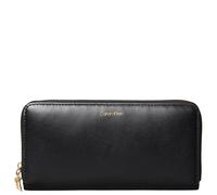 Geldbörse CALVIN KLEIN "CK PULLER LARGE ZIP AROUND", schwarz, Leder, unifarben, Basic, Kleinlederwaren, Damen-Geldbeutel, Portemonnaie, mit Logoschriftzug (69949117-0) schwarz