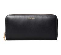 Geldbörse CALVIN KLEIN "CK PULLER LARGE ZIP AROUND", schwarz, Leder, unifarben, Basic, Kleinlederwaren, Damen-Geldbeutel, Portemonnaie, mit Logoschriftzug (69949117-0) schwarz