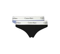 Tanga "THONG 2PK", Damen, Gr. XS (34), schwarz, blau tulip, Jersey, Obermaterial: 53% Baumwolle, 35% Modal, 12% Elasthan, CALVIN KLEIN UNDERWEAR, unifarben, körpernah, Unterhosen Tanga, Körpernahe Pas