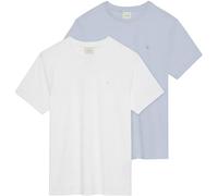Calvin Klein Herren 2er Pack T-Shirts Kurzarm Stretch Cotton Slim mit Rundhalsausschnitt, Weiß (Bright White/Plein Air), S