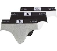 Calvin Klein Herren 3er Pack Hip Briefs Unterhosen Baumwolle mit Stretch, Mehrfarbig (Black/White/Grey Heather), M