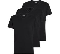 Calvin Klein V-Neck-Kurzarm-Shirt, 3er-Pack, Baumwoll-Stretch-Mischung, Herren, Schwarz, L