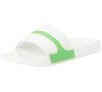 Calvin Klein Herren Badeschuhe Slide Neoprene Badelatschen, Weiß (B White/Classic Green/Sharp Green), 44