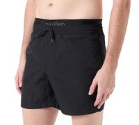 Calvin Klein Herren Badeshorts Medium Double Waistband Mittellang, Schwarz (Pvh Black), XL