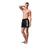 Badeshorts CALVIN KLEIN SWIMWEAR "MEDIUM DRAWSTRING" Gr. S (48), N-Gr, schwarz (black) Herren Badehosen Badeshorts mit kontrastfarbenem Logo-Schrifztug am Bein (18003727-S) black